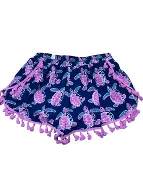 Simply Southern Navy & Pink Sea Turtle Tassel Shorts Size Small/Medium